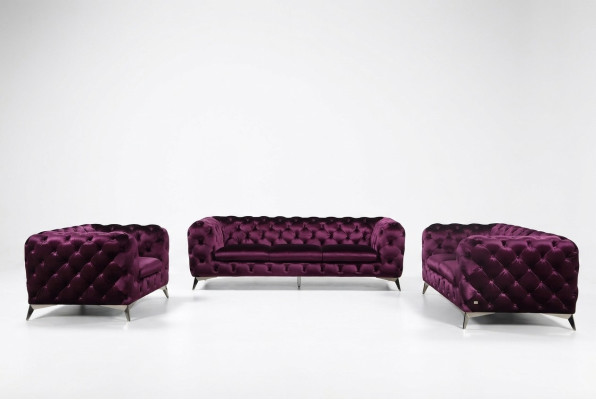 Sofa Chesterfield Upholstered Couch XXL Big Suite Textile 2+1+1 Designer