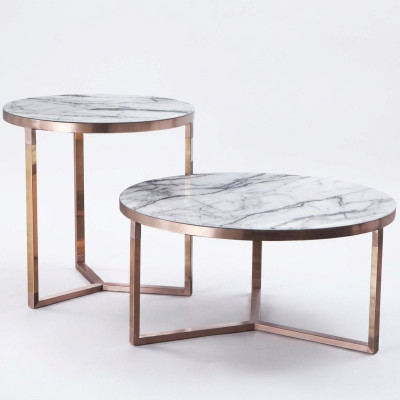 Designer metal couch glass table + side tables sofa new 2-piece set