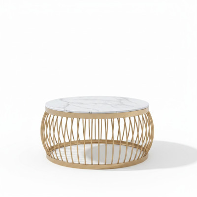 Round Designer Stone Couch Stainless Steel Sofa Table Living Design Round