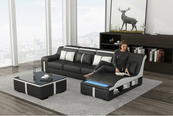 Corner sofa couch upholstery corner seat L-shaped leather suite living landscape
