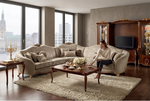 Classic design couch, corner sofa, living area sofa, upholstered seating, arredoclassic