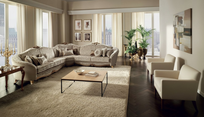Classic design couch, corner sofa, living area sofa, upholstered seating, arredoclassic