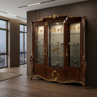 XXL display cabinet glass wall cabinet showcase shelf baroque rococo style art nouveau