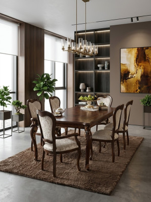 Classic set of 4 designer chairs wood Italian dining room chairs