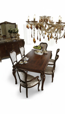 Classic set of 4 designer chairs wood Italian dining room chairs
