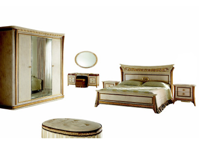 Bed + nightstand royal bedroom upholstered bed Rococo designer furniture