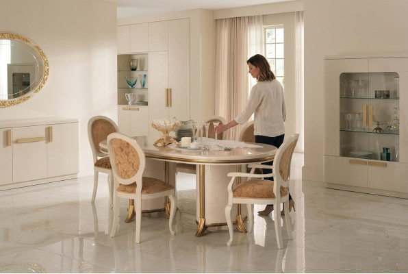 6 chairs + table set kitchen designer baroque rococo classic art nouveau