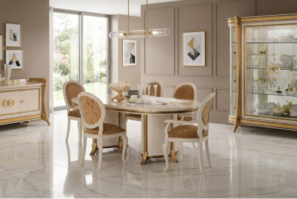 6 chairs + table set kitchen designer baroque rococo classic art nouveau