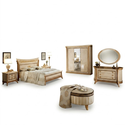 Arredoclassic™ Bedroom Set Melodia Baroque Rococo Bed Nightstand 6-piece.