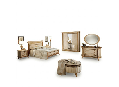 Arredoclassic™ Bedroom Set Melodia Baroque Rococo Bed Nightstand 6-piece.