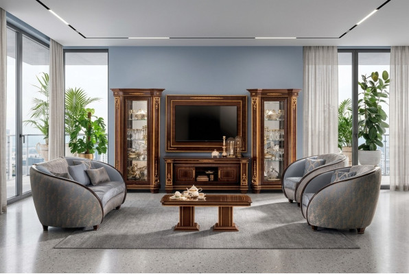 Italian living room upholstered furniture sofa set 3+2+1 complete set