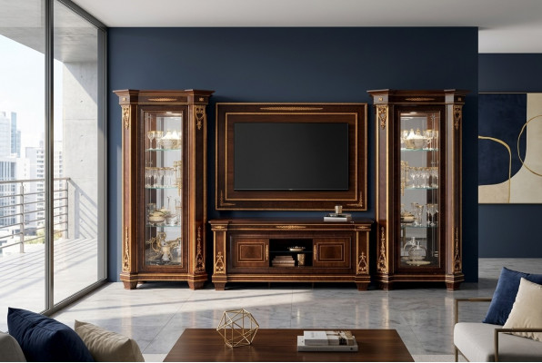 Living wall cabinet showcase TV sideboard cabinet wall rococo design baroque
