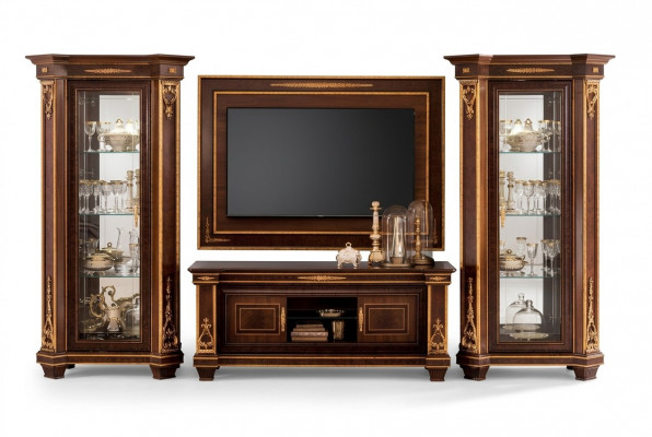 Living wall cabinet showcase TV sideboard cabinet wall rococo design baroque
