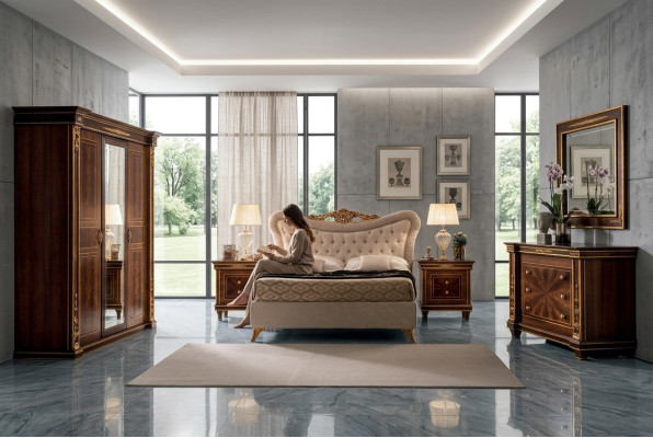 arredoclassic™ Bedroom Set Modigliani Baroque Rococo Bed Nightstand 4-piece.