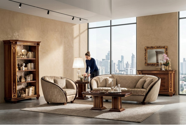 Italian living room seating cushioned furniture sofa set 3+2+1 complete set new
