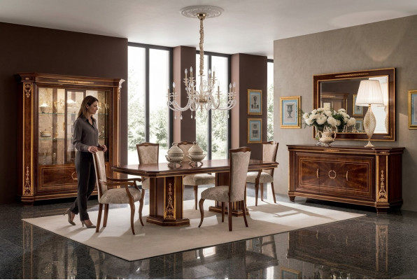Furniture Table + 6x Chair Sets Dining Room Suite Wood Complete Baroque