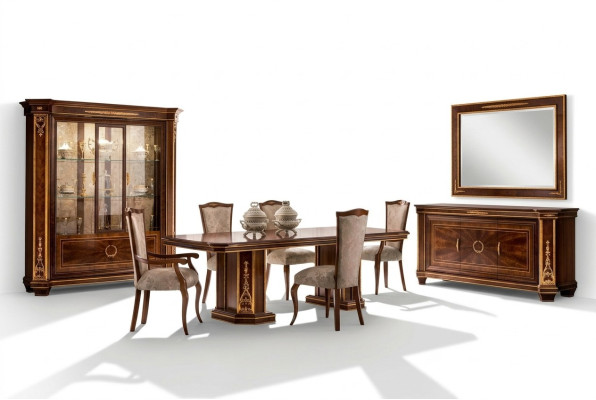 Furniture Table + 6x Chair Sets Dining Room Suite Wood Complete Baroque