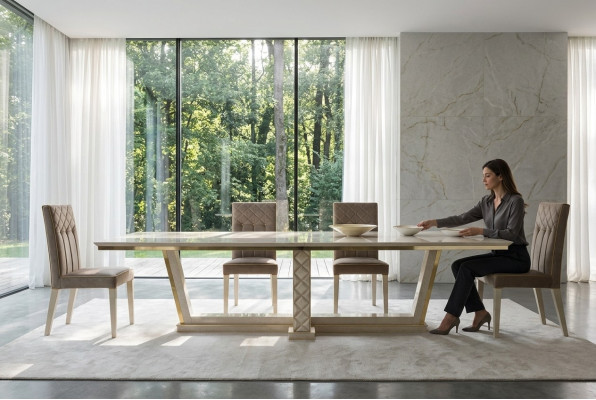 Dining room + 6 chairs + sideboard mirror 2x glass cabinet dining table 11-piece set suite