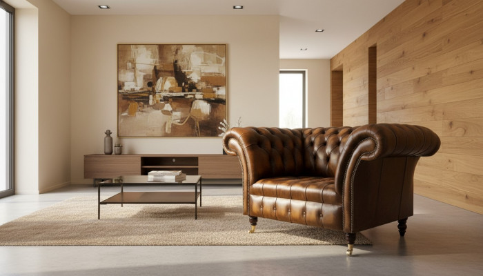 Chesterfield Leather Sofa 1-Seater Sofa Upholstered Sofas Design Luxury Couch Sofas New