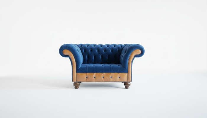 Chesterfield Textile Upholstered Armchair 1-Seater Sofas Design Luxury Fabric Sofas