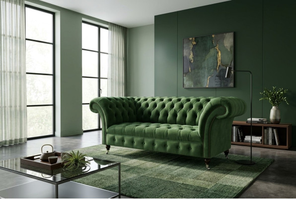 Chesterfield Couch 2-Seater Upholstered Seat Textile Fabric Leather Couches Sofas Sofa