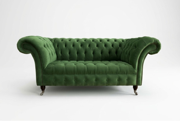 Chesterfield Couch 2-Seater Upholstered Seat Textile Fabric Leather Couches Sofas Sofa