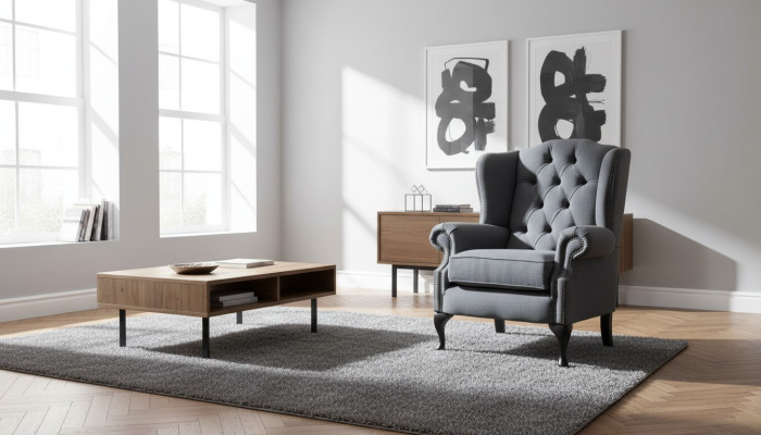 Chesterfield Design Luxury Fabric Sofas Textile Wing Chair 1-Seater Sofa Upholstery