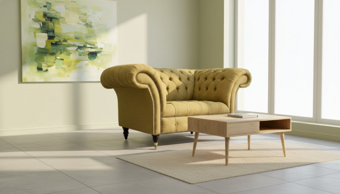 Chesterfield Design Sofa Armchair Couch Upholstery Luxury Textile Couches 1 Seater #100