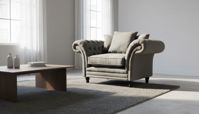 Chesterfield Design Sofa Armchair Couch Upholstery Luxury Textile Couch 1-Seater #110