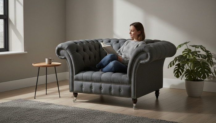 Chesterfield Design Sofa Armchair Couch Upholstery Luxury Textile Couches 1 Seater #111