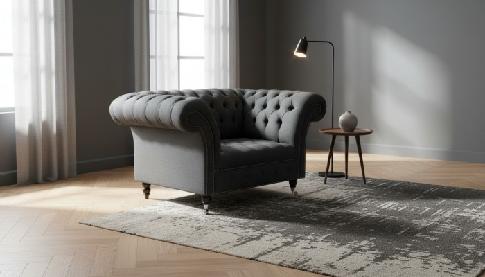 Chesterfield Design Sofa Armchair Couch Upholstery Luxury Textile Couches 1 Seater #111