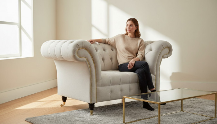 Chesterfield Design Sofa Armchair Couch Upholstery Luxury Textile Couches 1 Seater #112