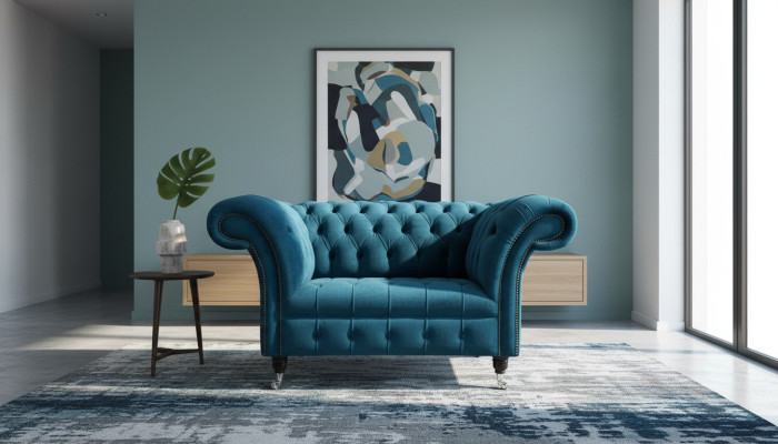 Chesterfield armchair television couch single-seater sofa fabric material couches upholstery 131