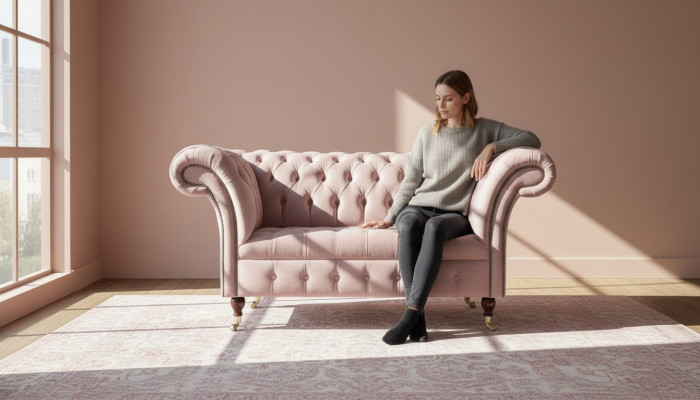 Chesterfield Design Sofa Armchair Couch Upholstery Luxury Textile Sofa 1 Seater #133