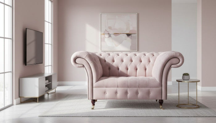Chesterfield Design Sofa Armchair Couch Upholstery Luxury Textile Sofa 1 Seater #133