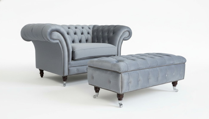 Chesterfield Hocker Foot Chair Upholstered Ottoman Side Relax Textile Leather New