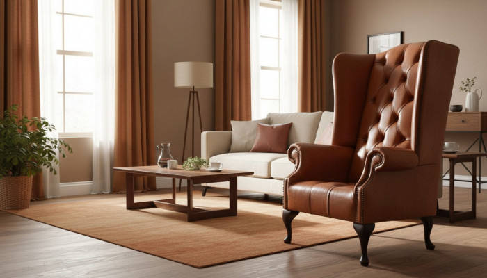 Luxury Wing Chair Armchair 1-Seater Sofa Couch Leather Textile Upholstery Chesterfield