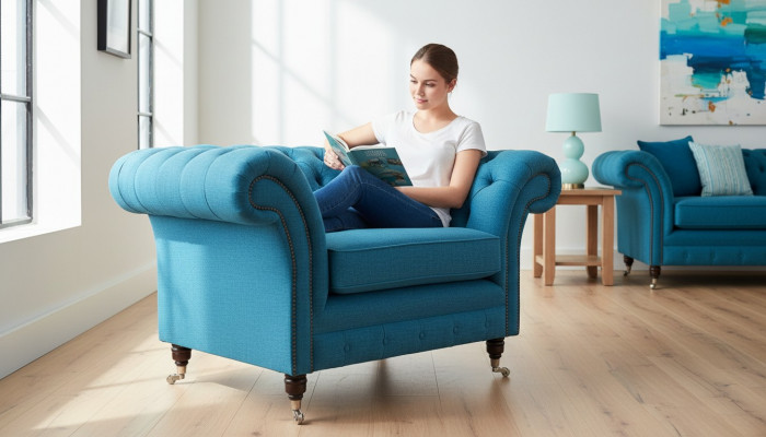 Chesterfield design sofa armchair couch upholstery textile couches seat wingback chair