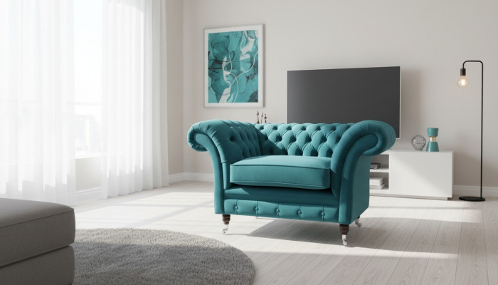 Chesterfield Armchair TV Couch 1-Seater Sofa Textile Fabric Couches Upholstery 136