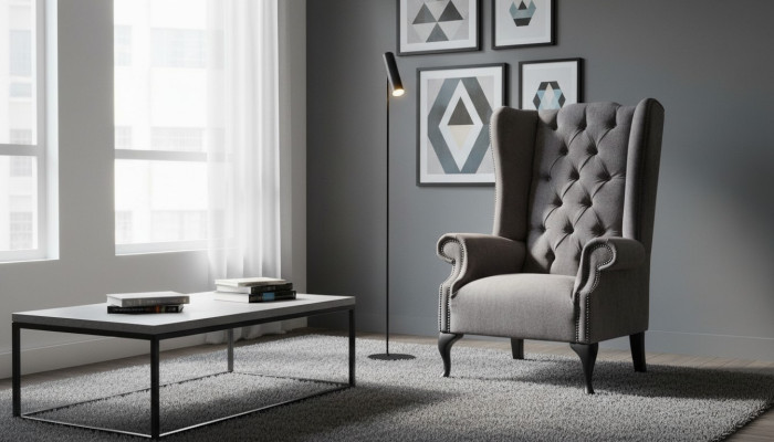 Wing chair Chesterfield armchair TV couch 1 seater sofa textile couches fabric