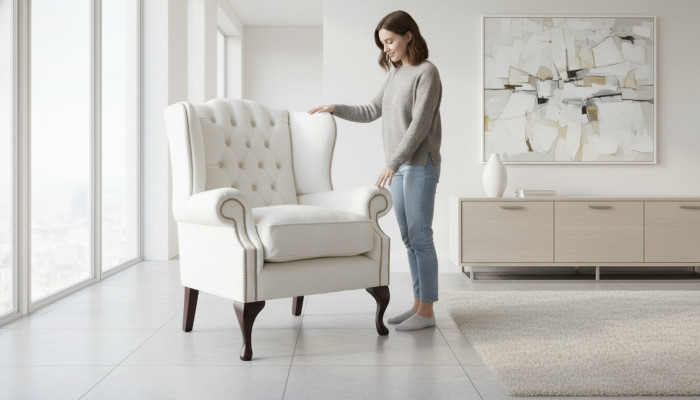 Wing chair Chesterfield armchair TV couch 1-seater sofa fabric couches material