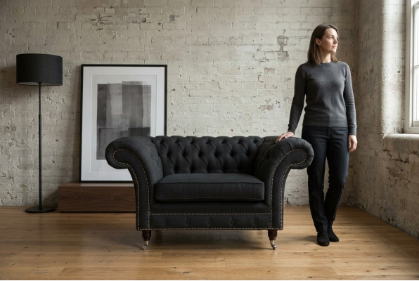 Chesterfield armchair TV couch 1-seater sofa textile fabric couches upholstery 201