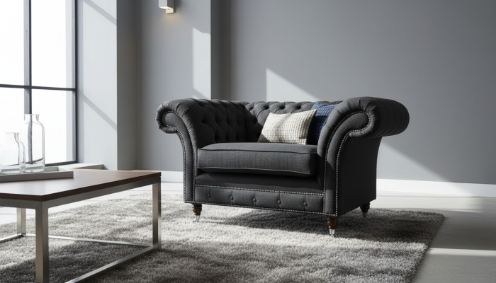 Chesterfield armchair TV couch 1-seater sofa textile fabric couches upholstery 201