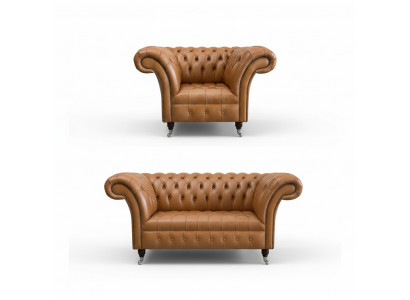 2+1 Chesterfield Sofa Set Textile Fabric Sofa Couch Upholstered Furniture Set