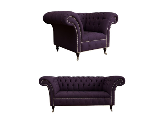 2+1 Chesterfield textile sofa set couches upholstery set