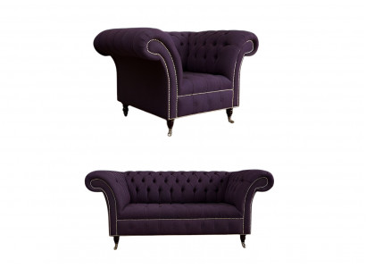 2+1 Chesterfield textile sofa set couches upholstery set