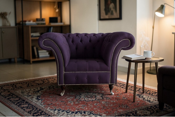 Purple Chesterfield Couch Sofa Upholstery 1-Seater Couches Seat Suite Sofas New