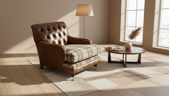 Armchair 1 Seater Relax Upholstered TV Chesterfield Textile Sofa Couch Fabric New