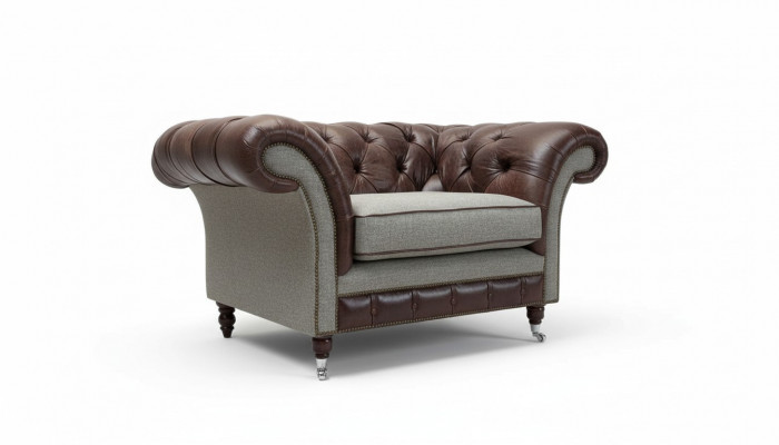 Armchair 1-Seater Relax Upholstered Television Chesterfield Textile Sofa Couch Brown New