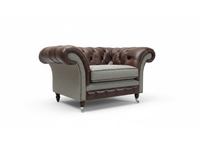Armchair 1-Seater Relax Upholstered Television Chesterfield Textile Sofa Couch Brown New